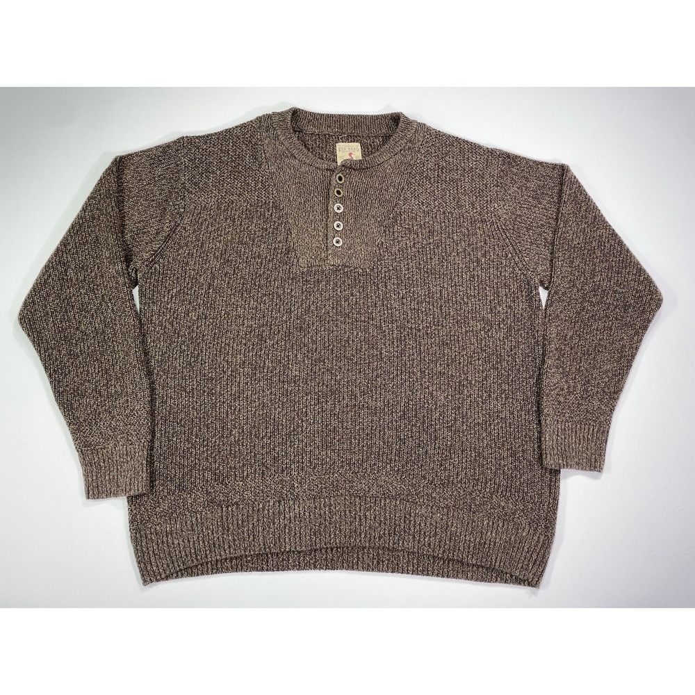 Red Head Sweater Men's 4XL Knit Henley Crew Neck Long Sleeve Brown Heavy